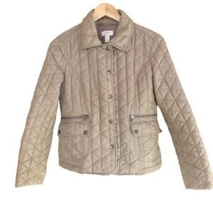Ann Taylor LOFT Quilted Beige Metallic Jacket